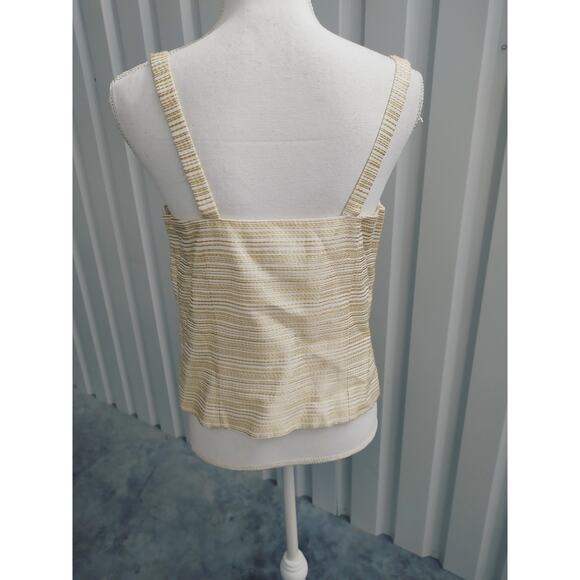 Doncaster Top Sleeveless Cream Gold Threading Sz 10 Side Zip Lined - Picture 2 of 5